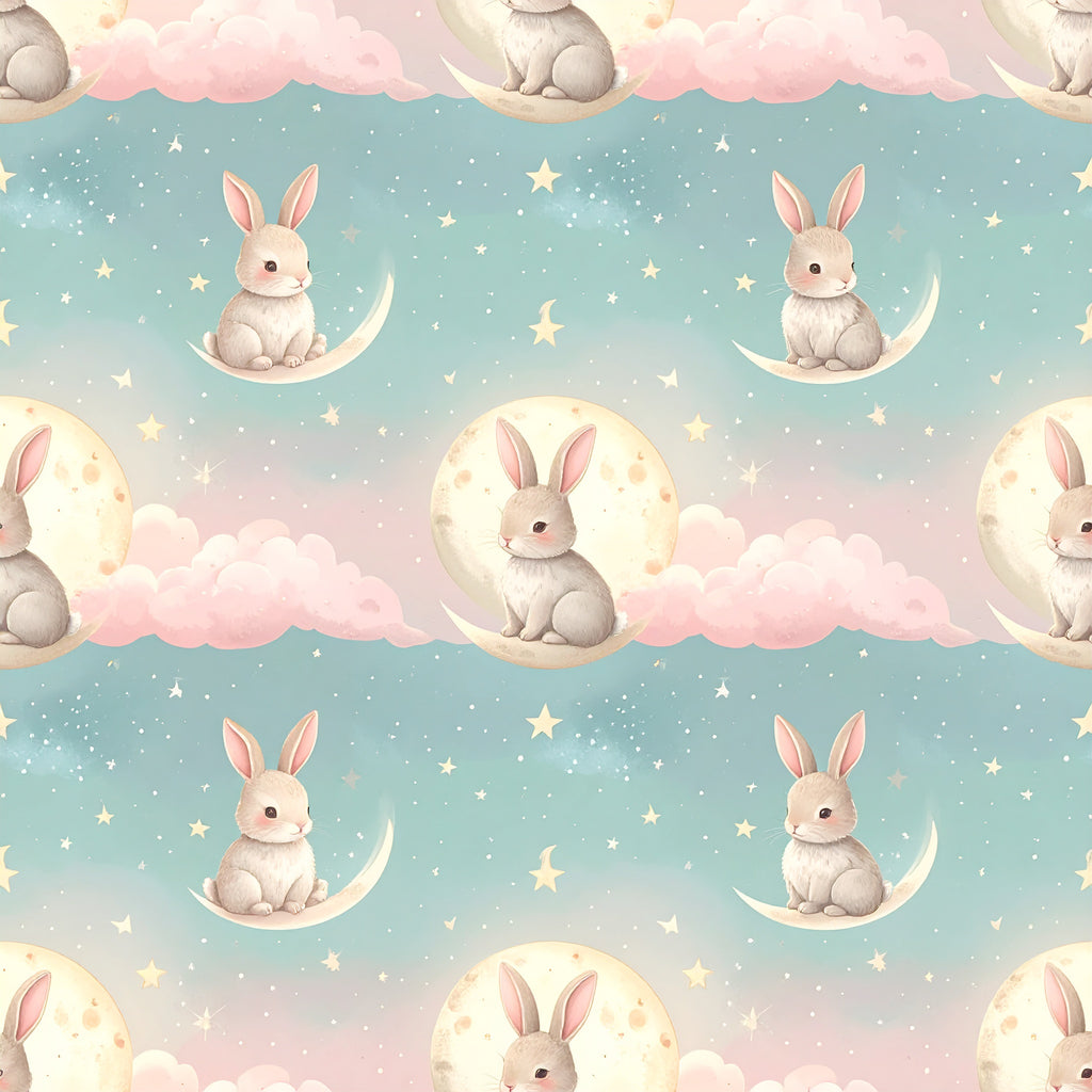 Moonlit Bunny Garden Wallpaper