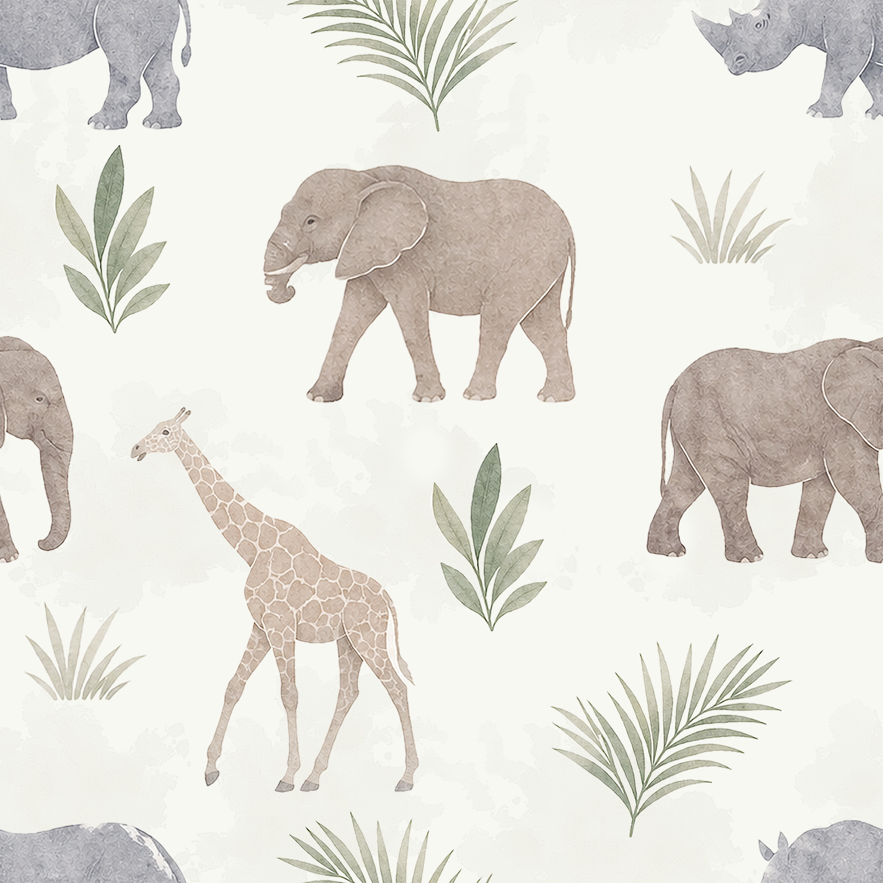 Muted Safari Animals Wallpaper