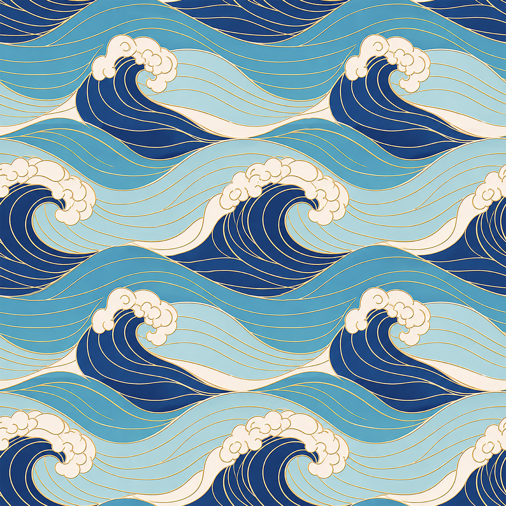 Ocean Wave Line Art Wallpaper