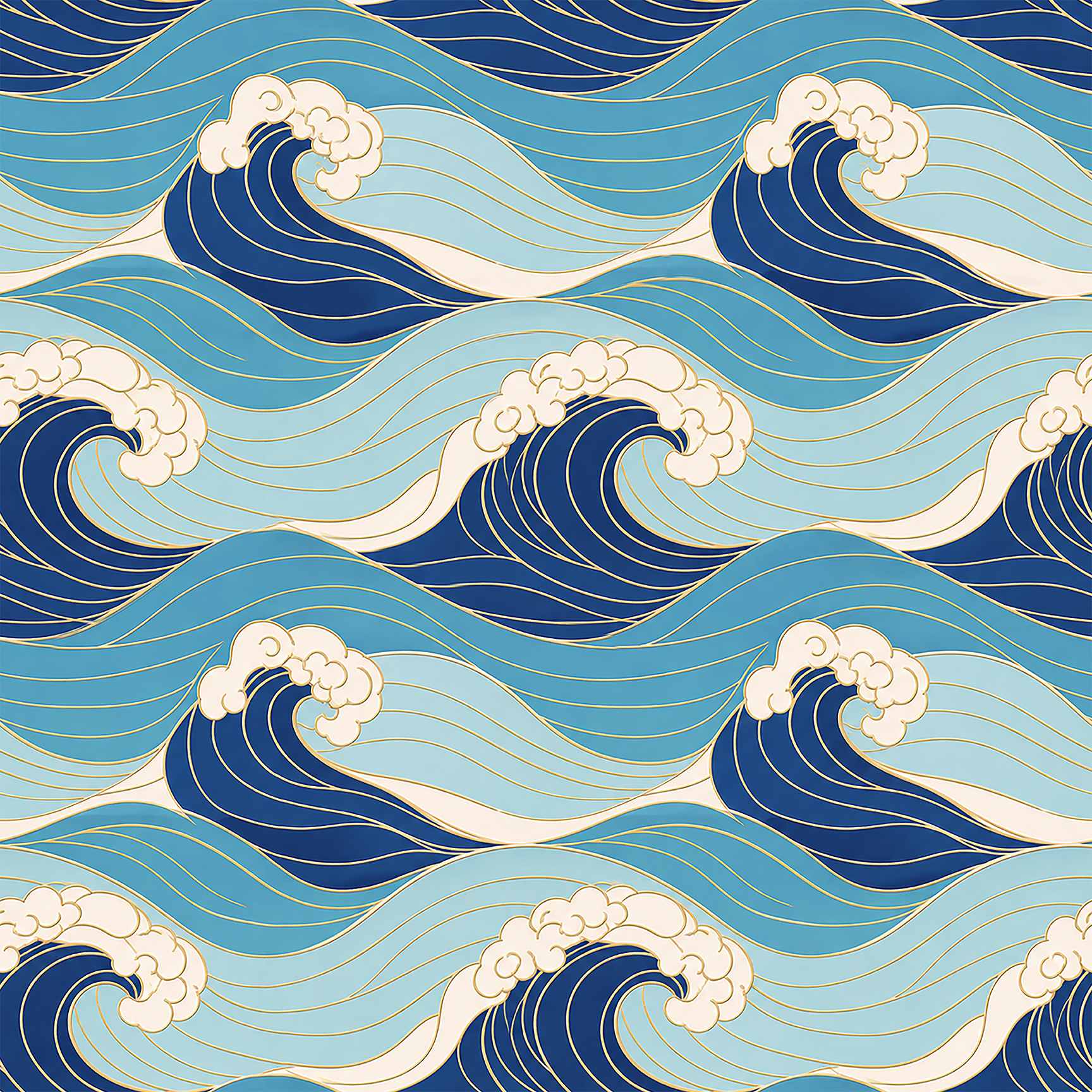 Ocean Wave Line Art Wallpaper