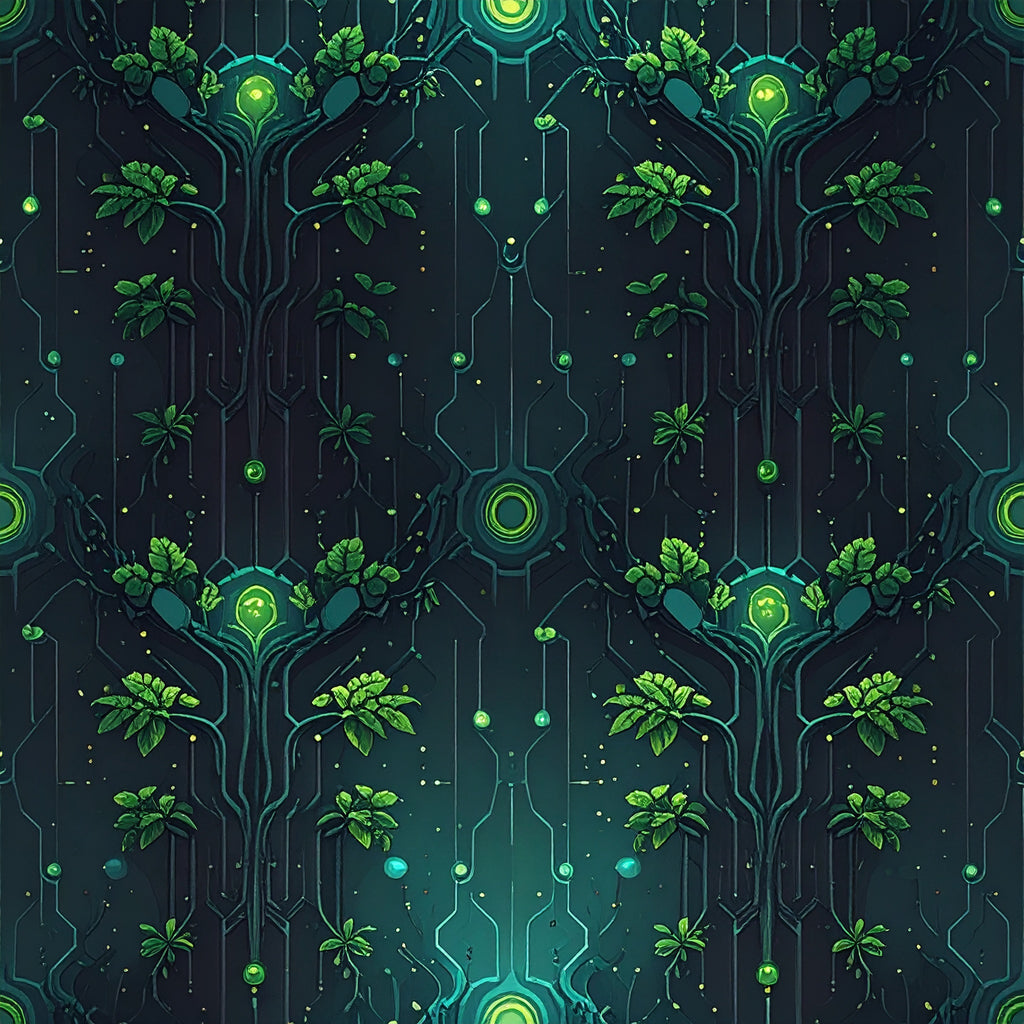 Pixel Circuit Garden Wallpaper