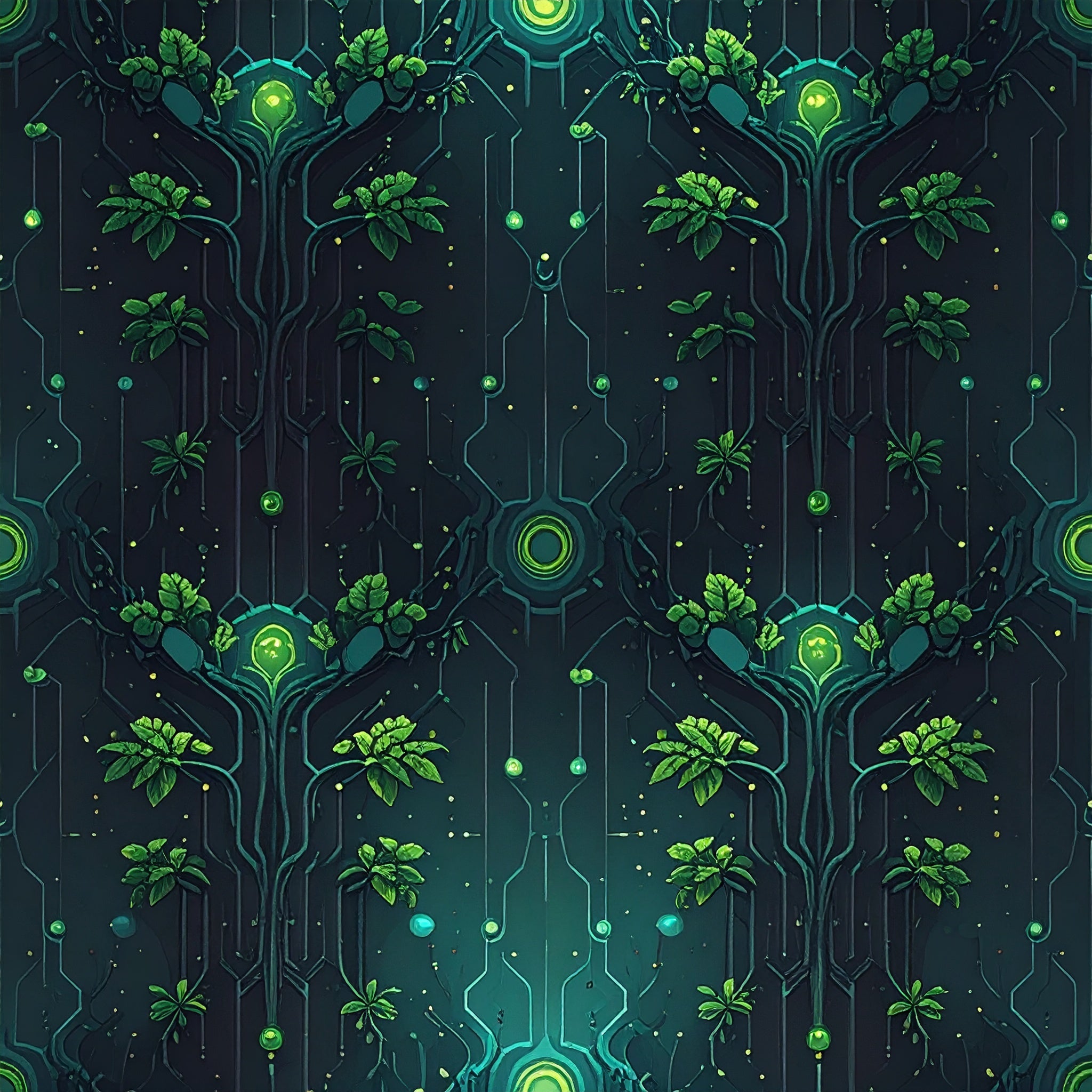 Pixel Circuit Garden Wallpaper