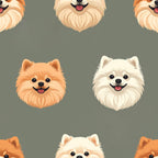 Pomeranian Cloud - Linocut Bloom Wallpaper