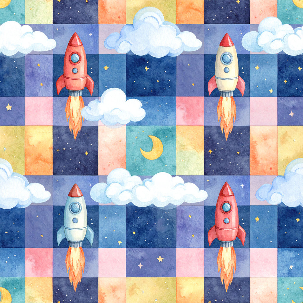 Rocket Launch Plaid Wallpaper