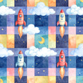Rocket Launch Plaid Wallpaper
