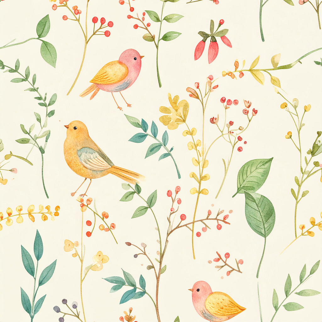 Scandinavian Floral Aviary Wallpaper