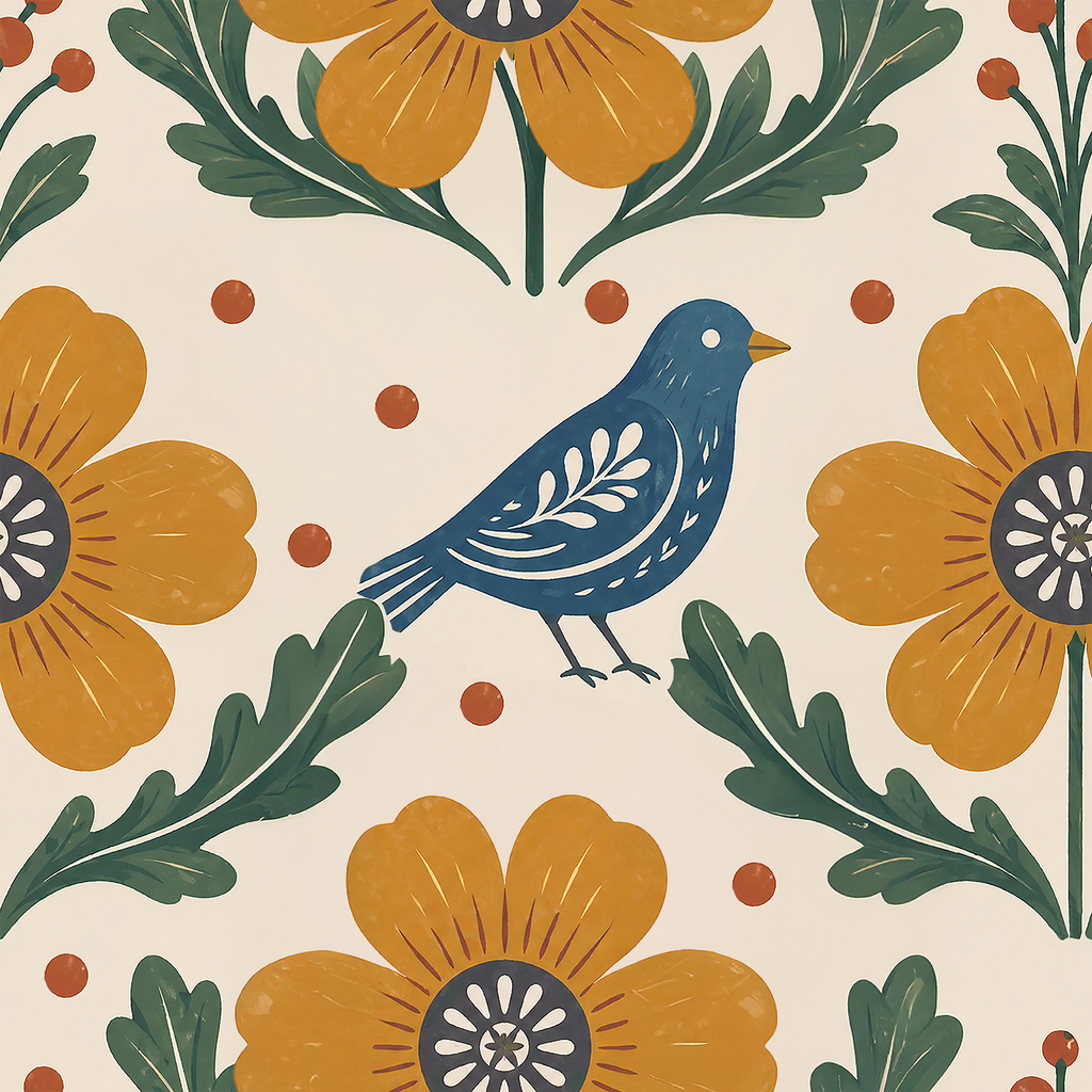 Scandinavian Folk Pattern Wallpaper