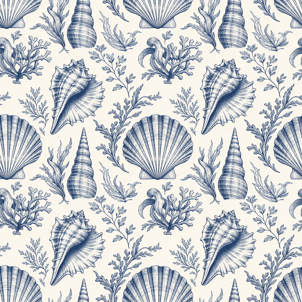 Seaside Shell Toile Wallpaper