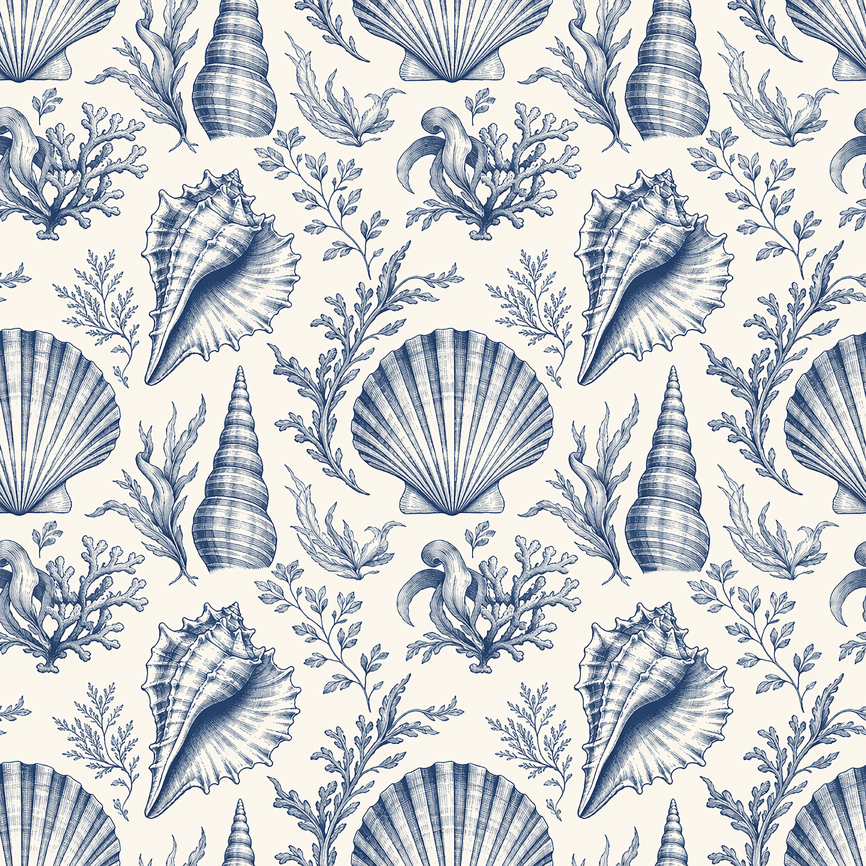 Seaside Shell Toile Wallpaper Peel and Stick Wallpaper | Accent Haus