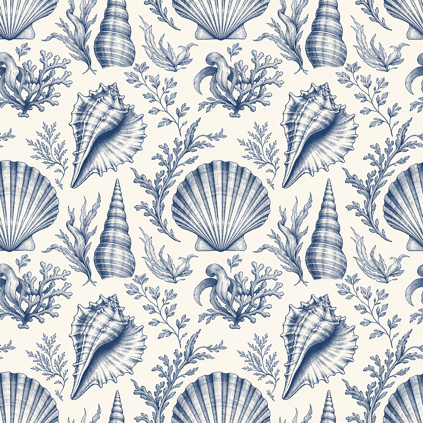 Seaside Shell Toile Wallpaper