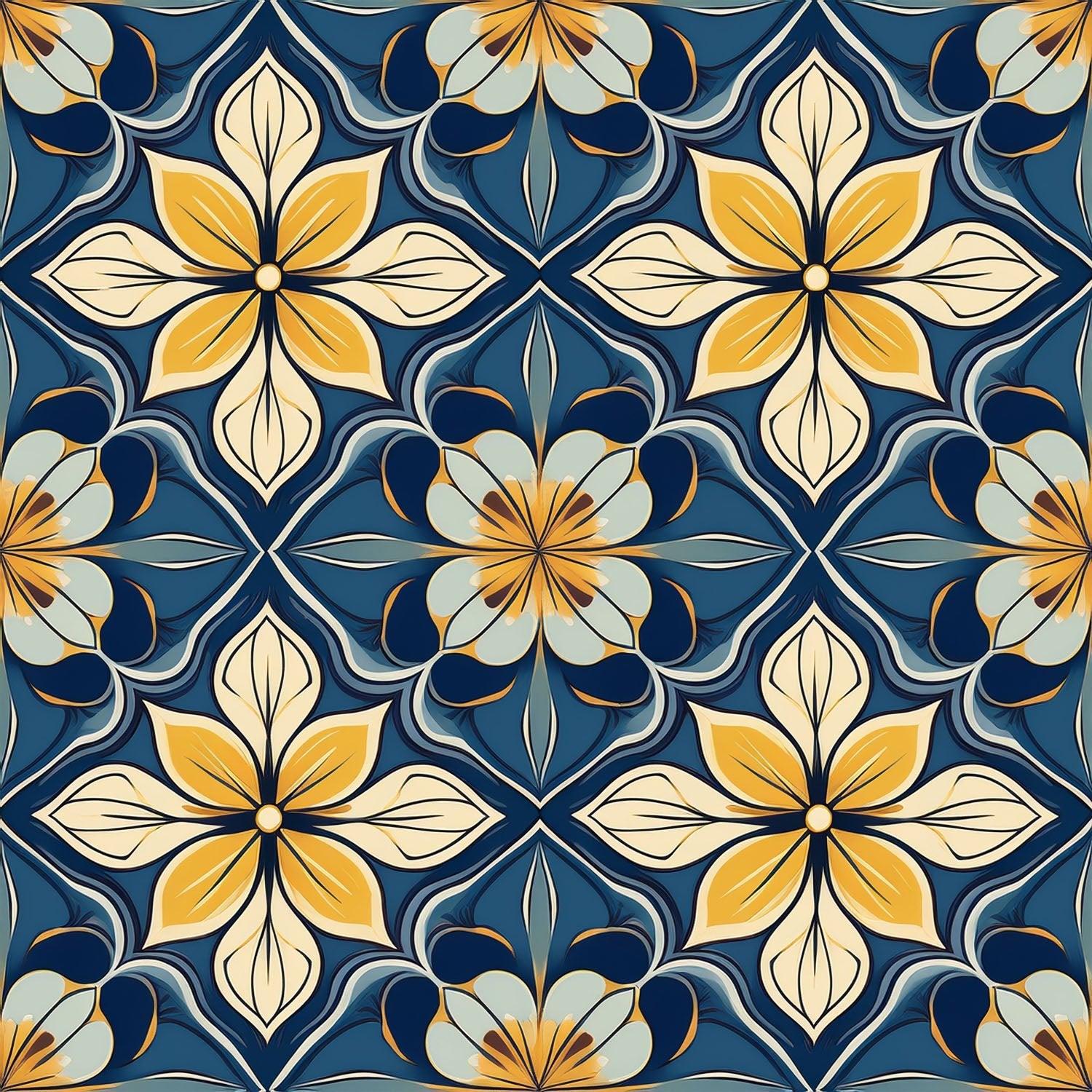Azure Artisan Tile Wallpaper Peel and Stick Wallpaper | Accent Haus