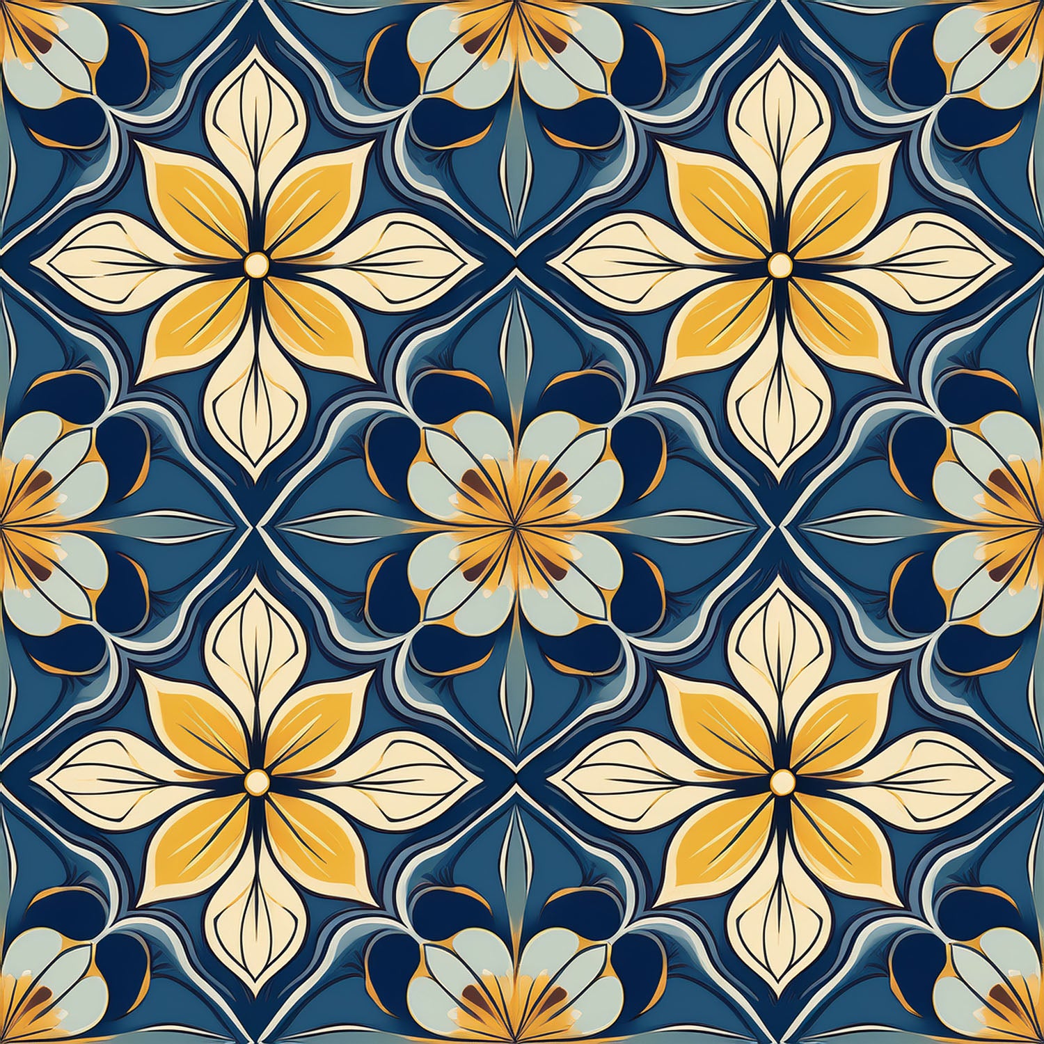 Azure Artisan Tile Wallpaper