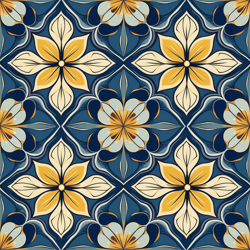 Azure Artisan Tile Wallpaper