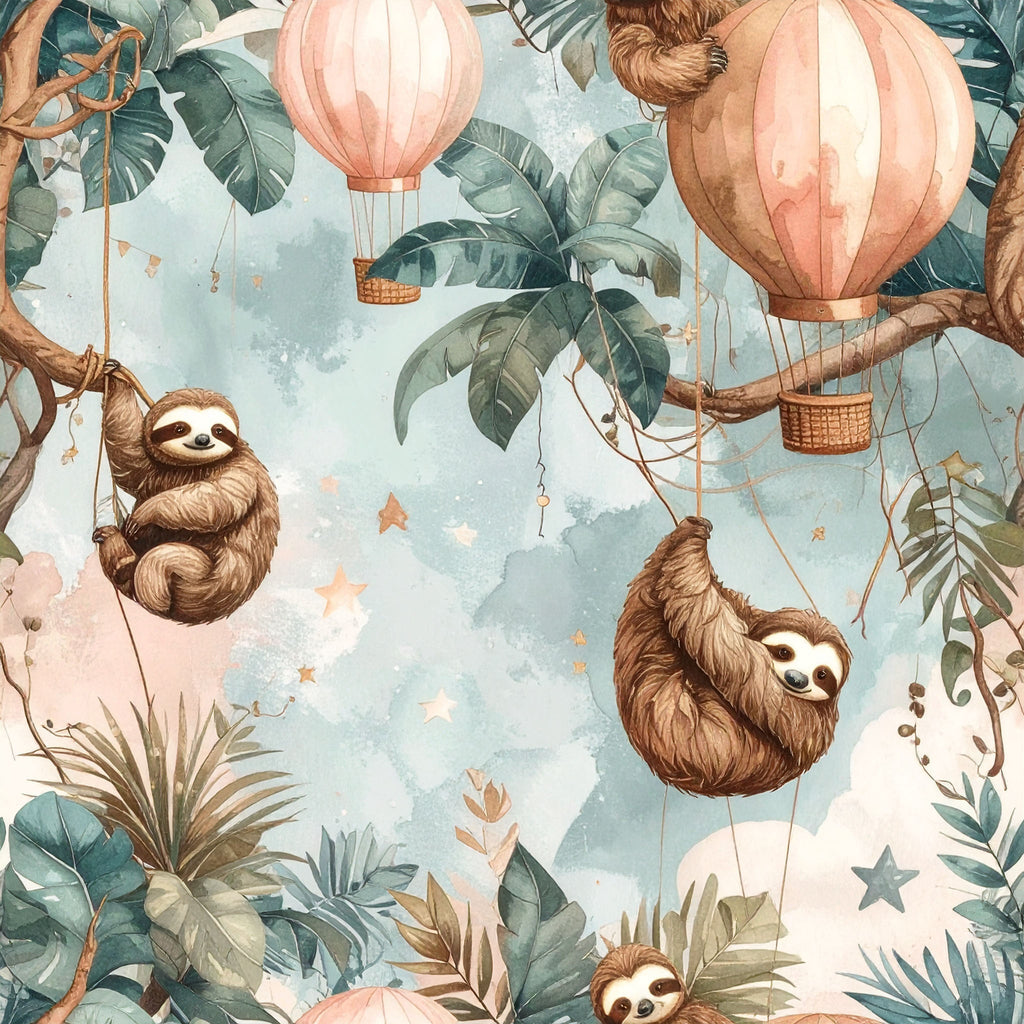 Sloth Balloon Jungle Wallpaper