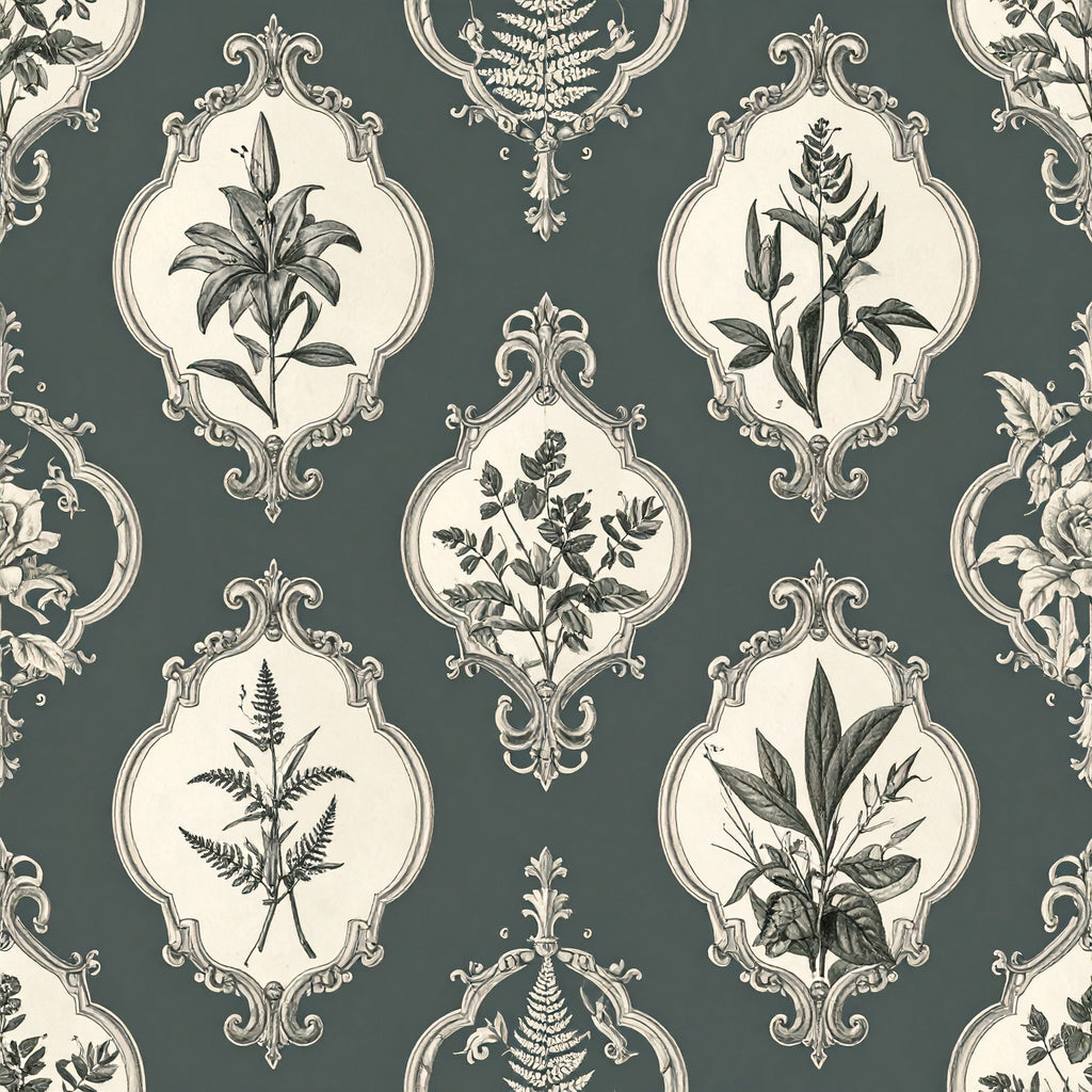 Vintage Botanical Medallion Wallpaper