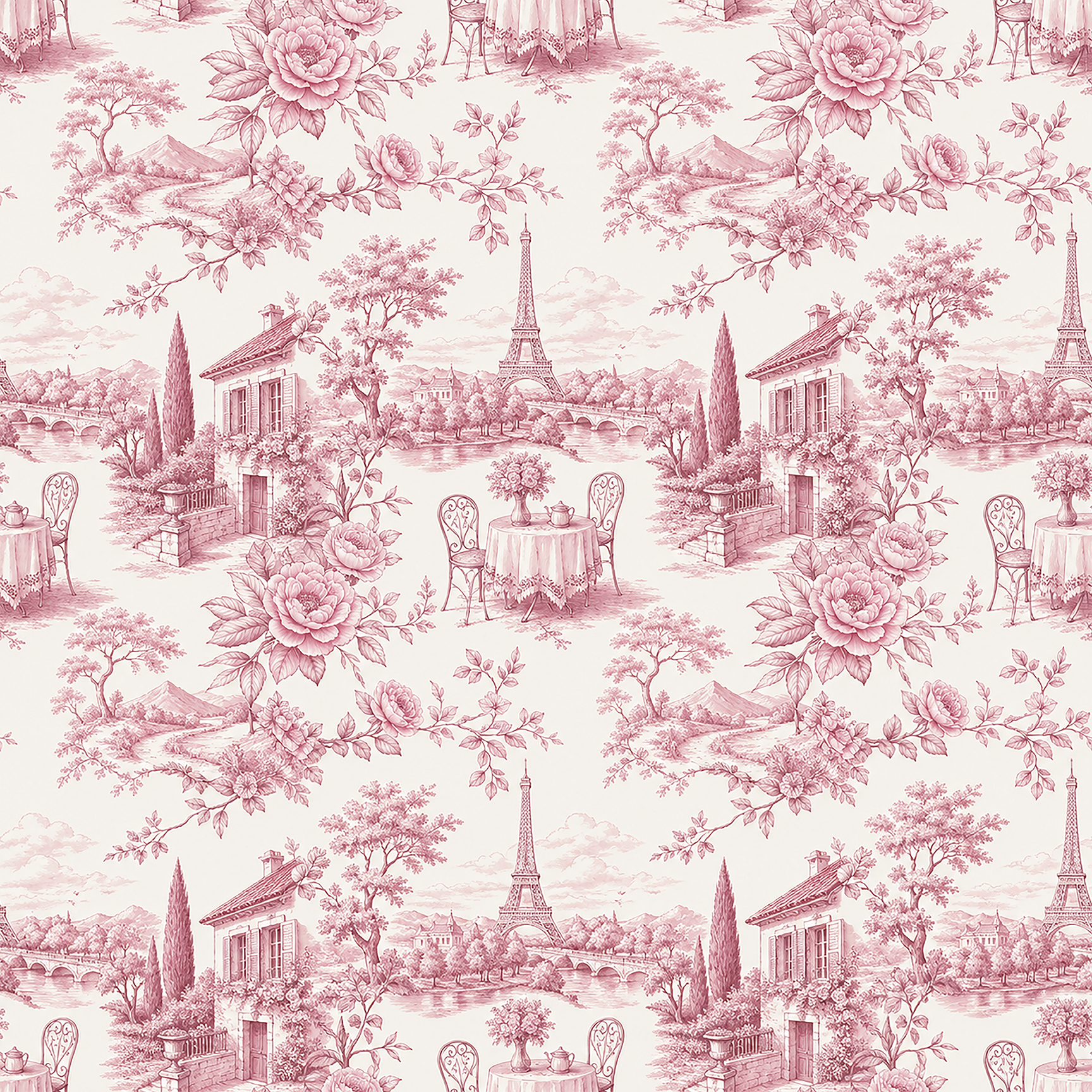 Versailles Toile Blush Wallpaper