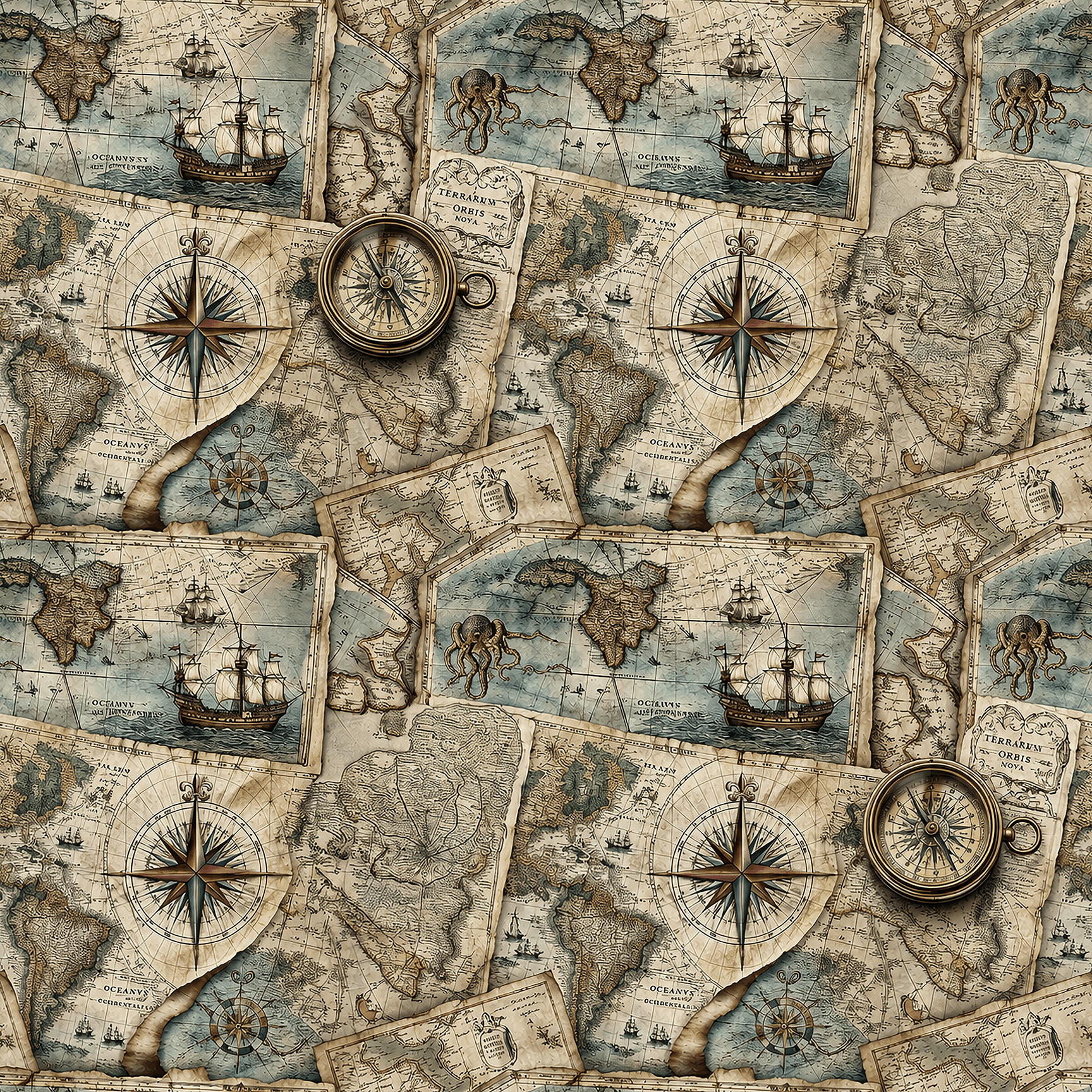 Vintage Map Collage Wallpaper Peel and Stick Wallpaper | Accent Haus