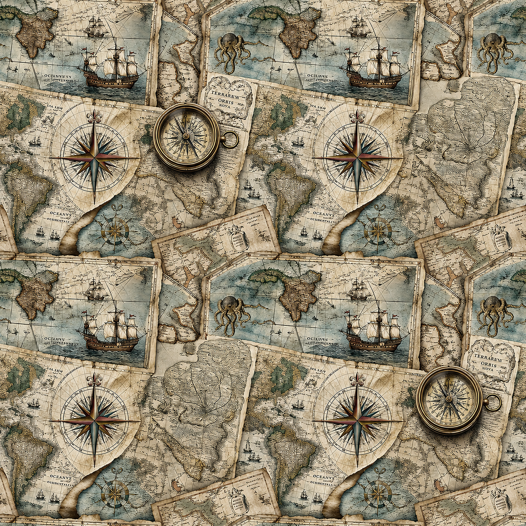 Vintage Map Collage Wallpaper