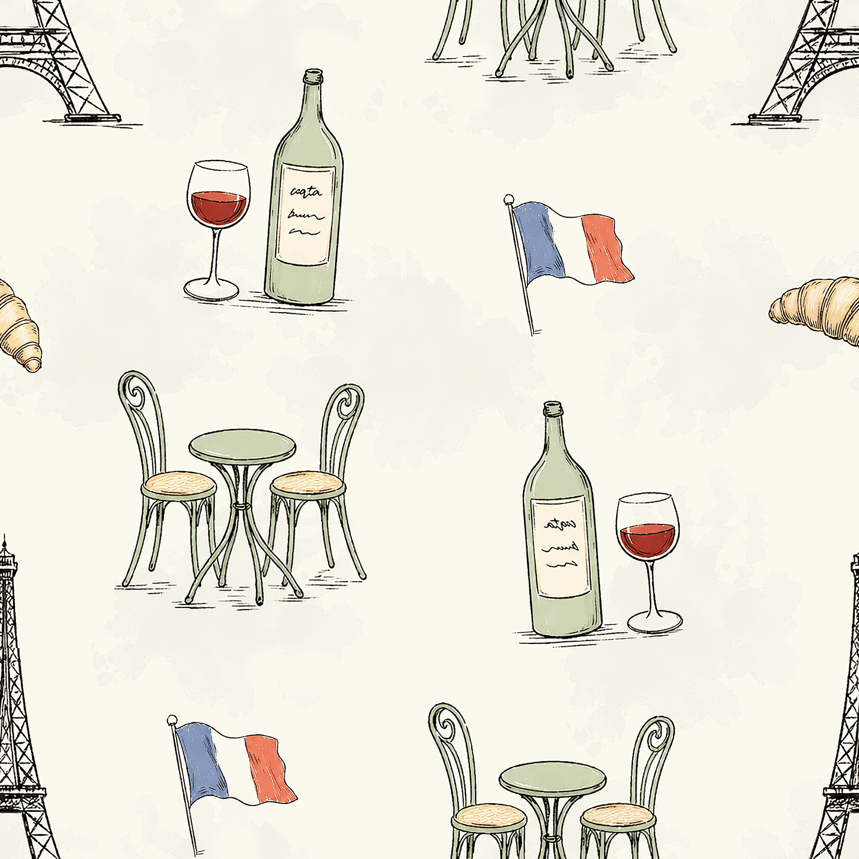 Vintage Paris Sketch Wallpaper Peel and Stick Wallpaper | Accent Haus