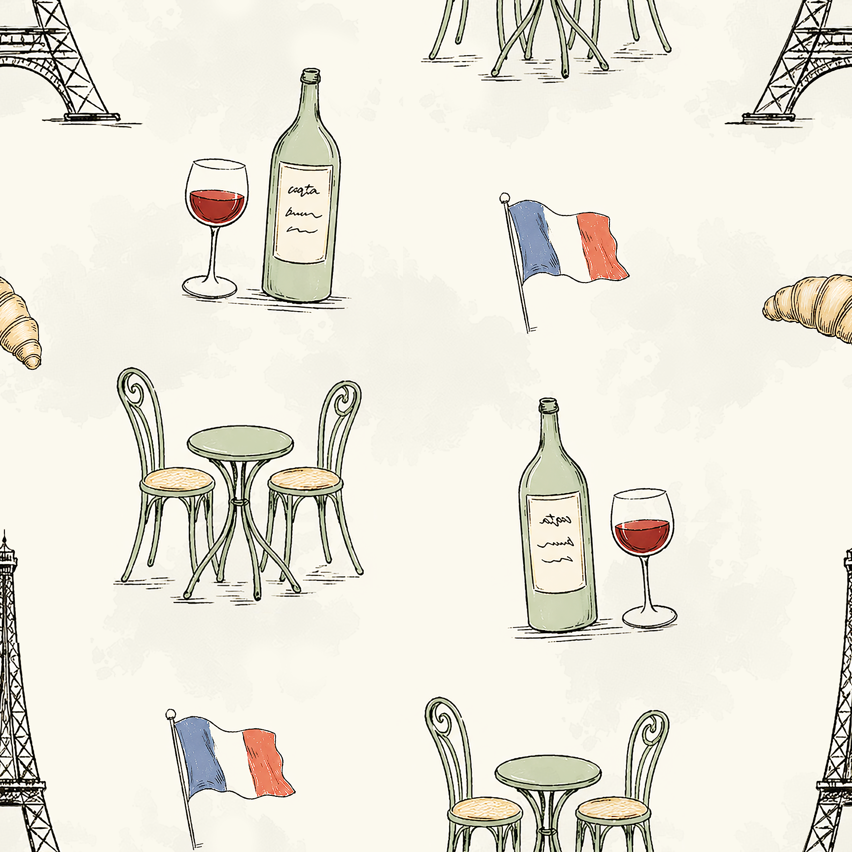 Vintage Paris Sketch Wallpaper