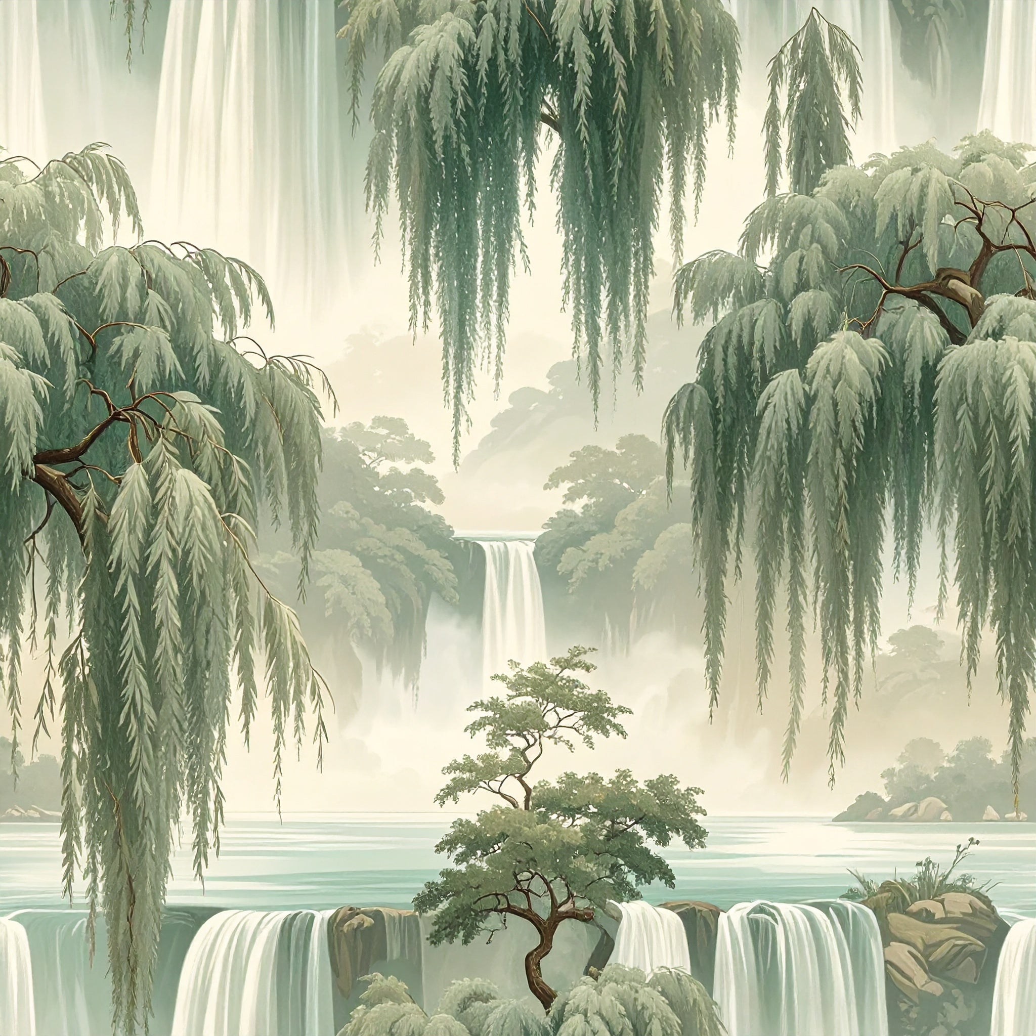 Willow Curtain Waterfall Wallpaper
