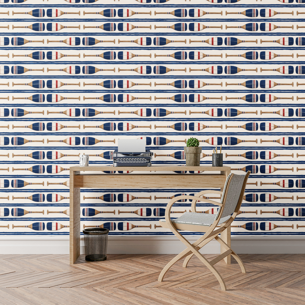 Lakeview Oars Stripe Wallpaper