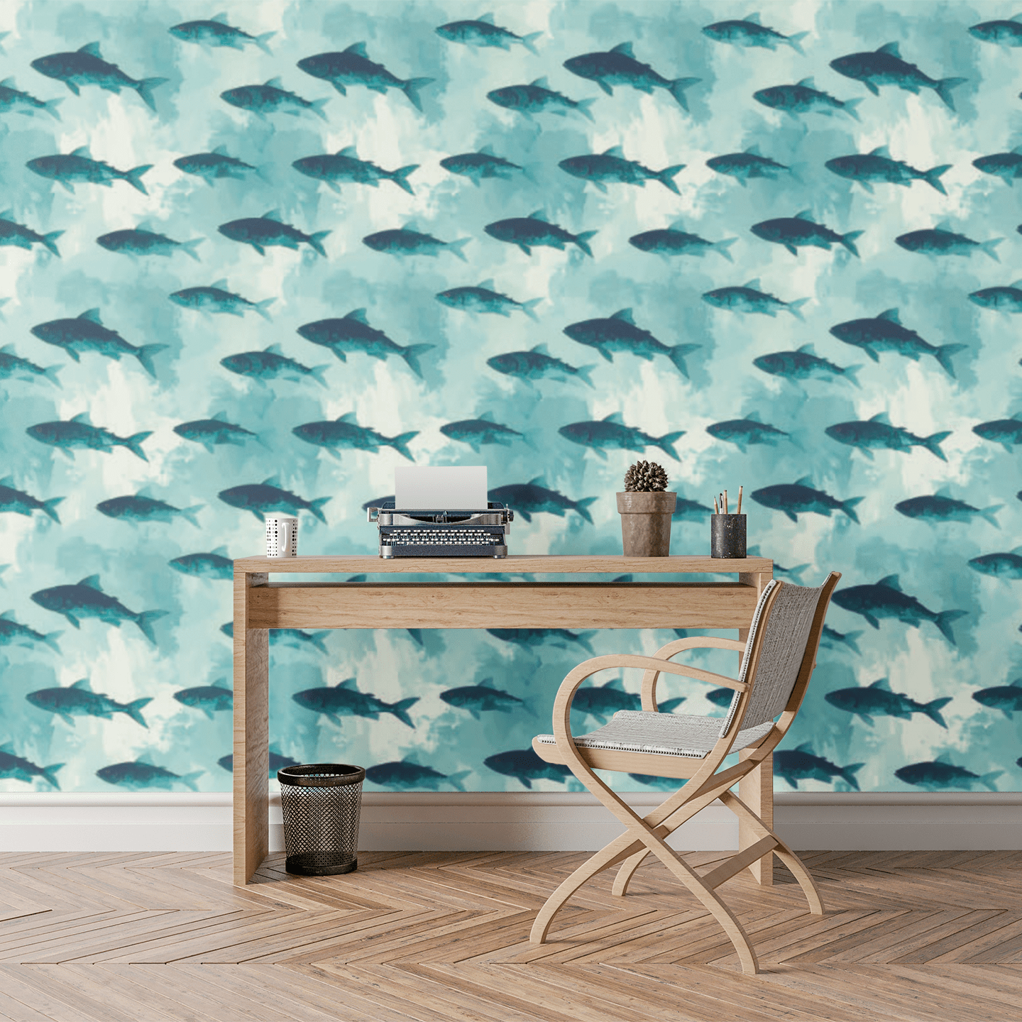 Aquamarine Motion Wallpaper Peel and Stick Wallpaper | Accent Haus
