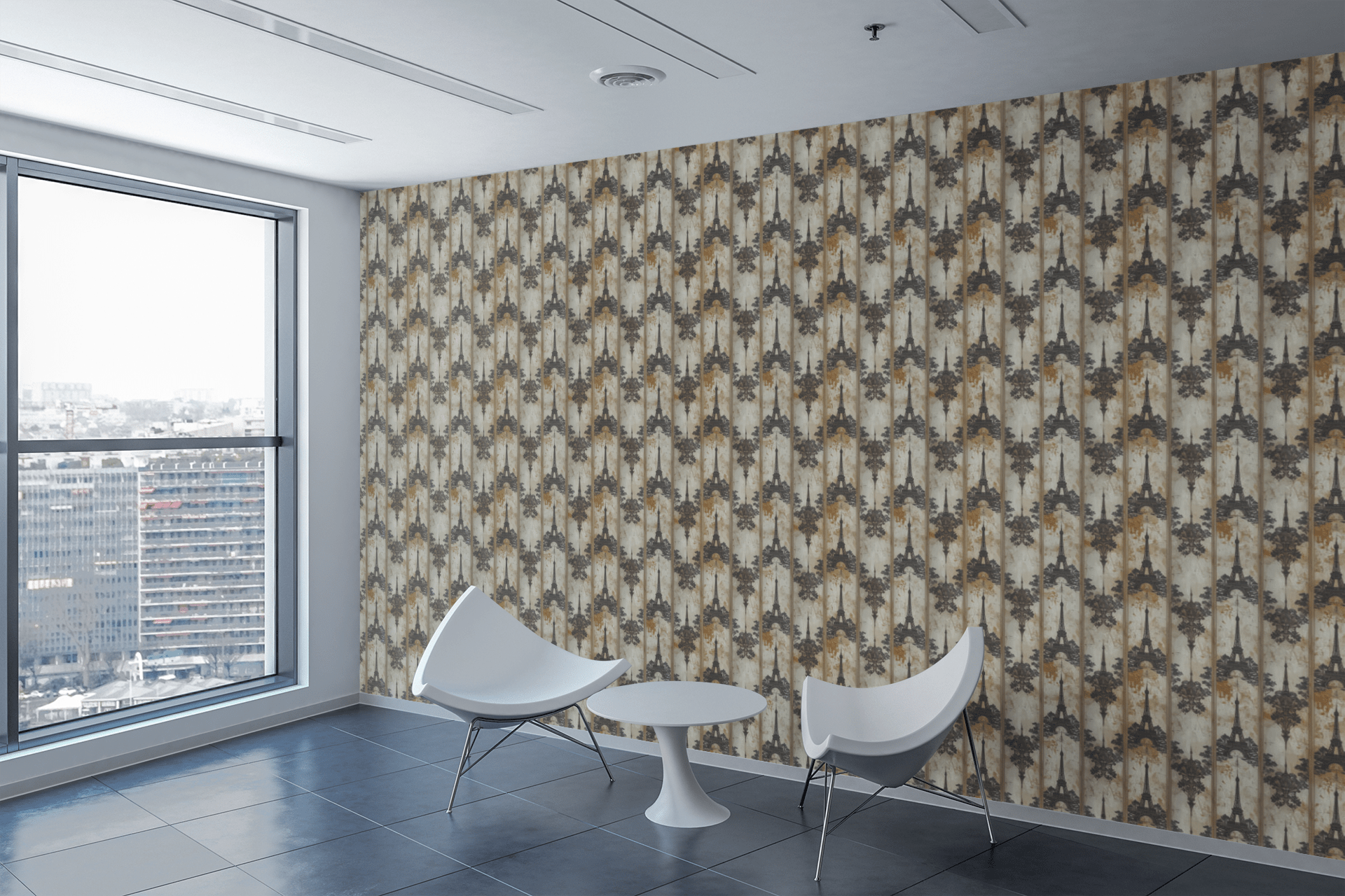 Parisian Etching Curtains Wallpaper Peel and Stick Wallpaper | Accent Haus