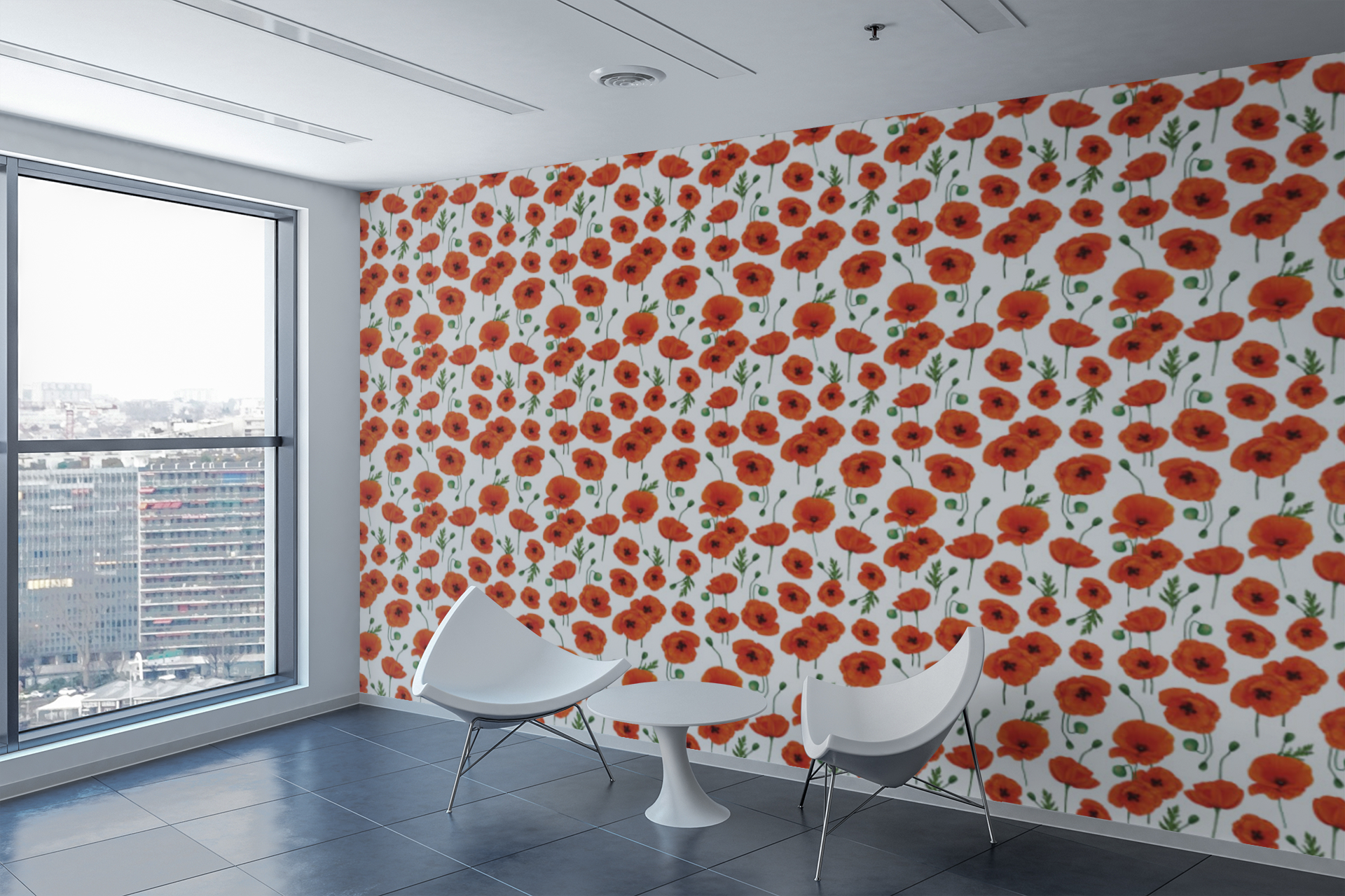Summer Flowers II White Wallpaper