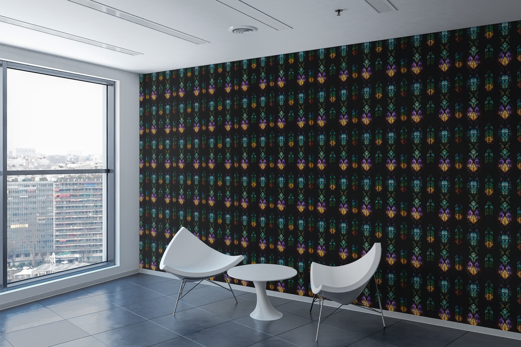 Botanical Stained Glass Wallpaper