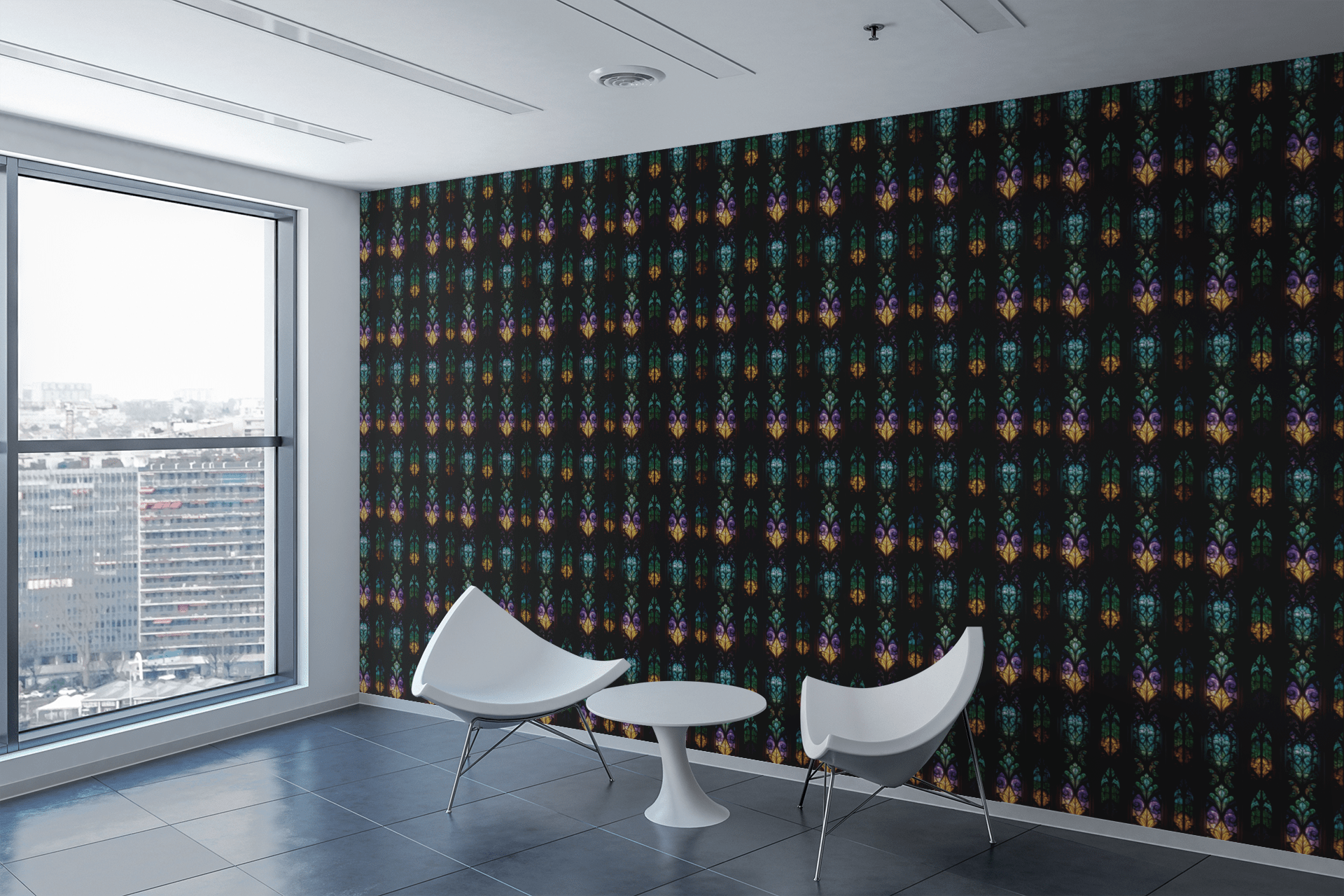 Botanical Stained Glass Wallpaper Peel and Stick Wallpaper | Accent Haus
