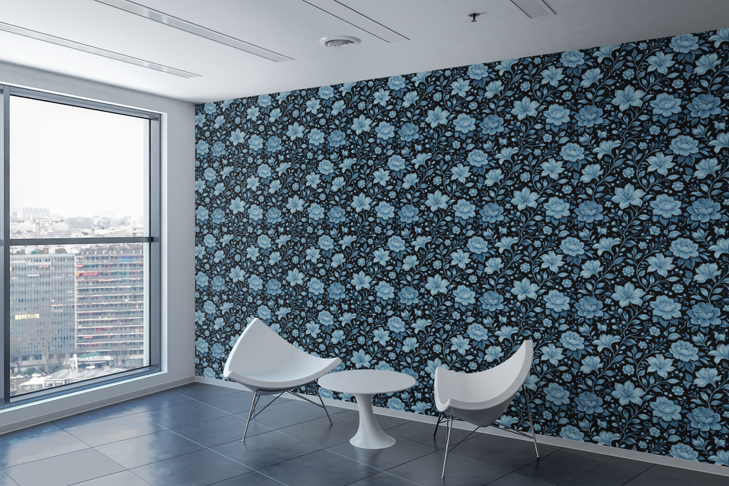 Luminous Blue Garden Wallpaper
