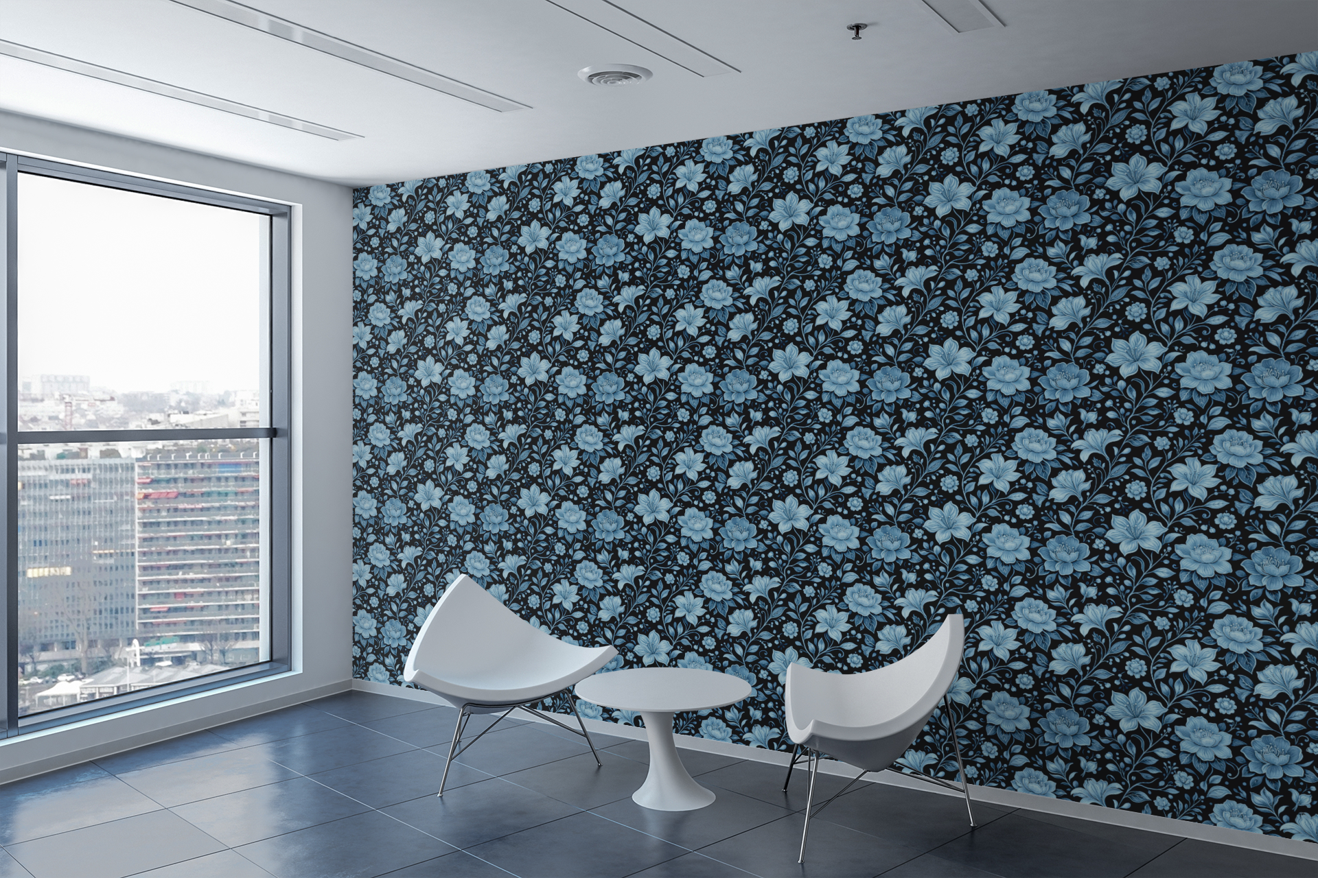 Luminous Blue Garden Wallpaper