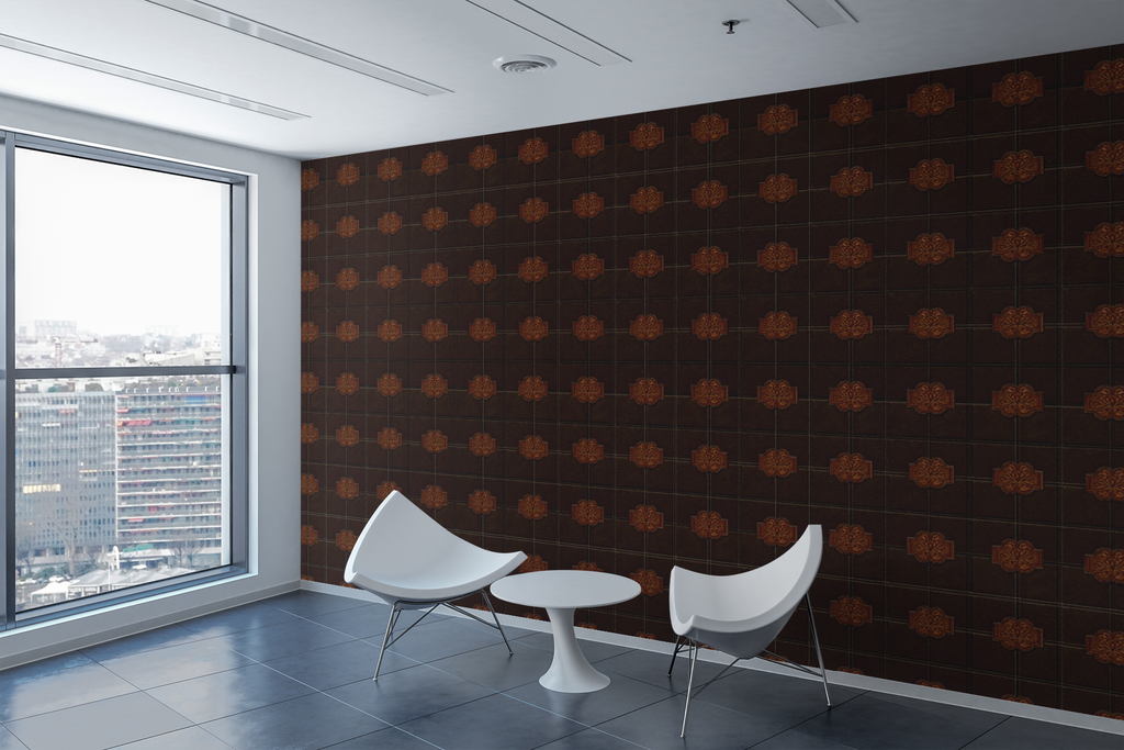 Leather Panel Espresso Wallpaper