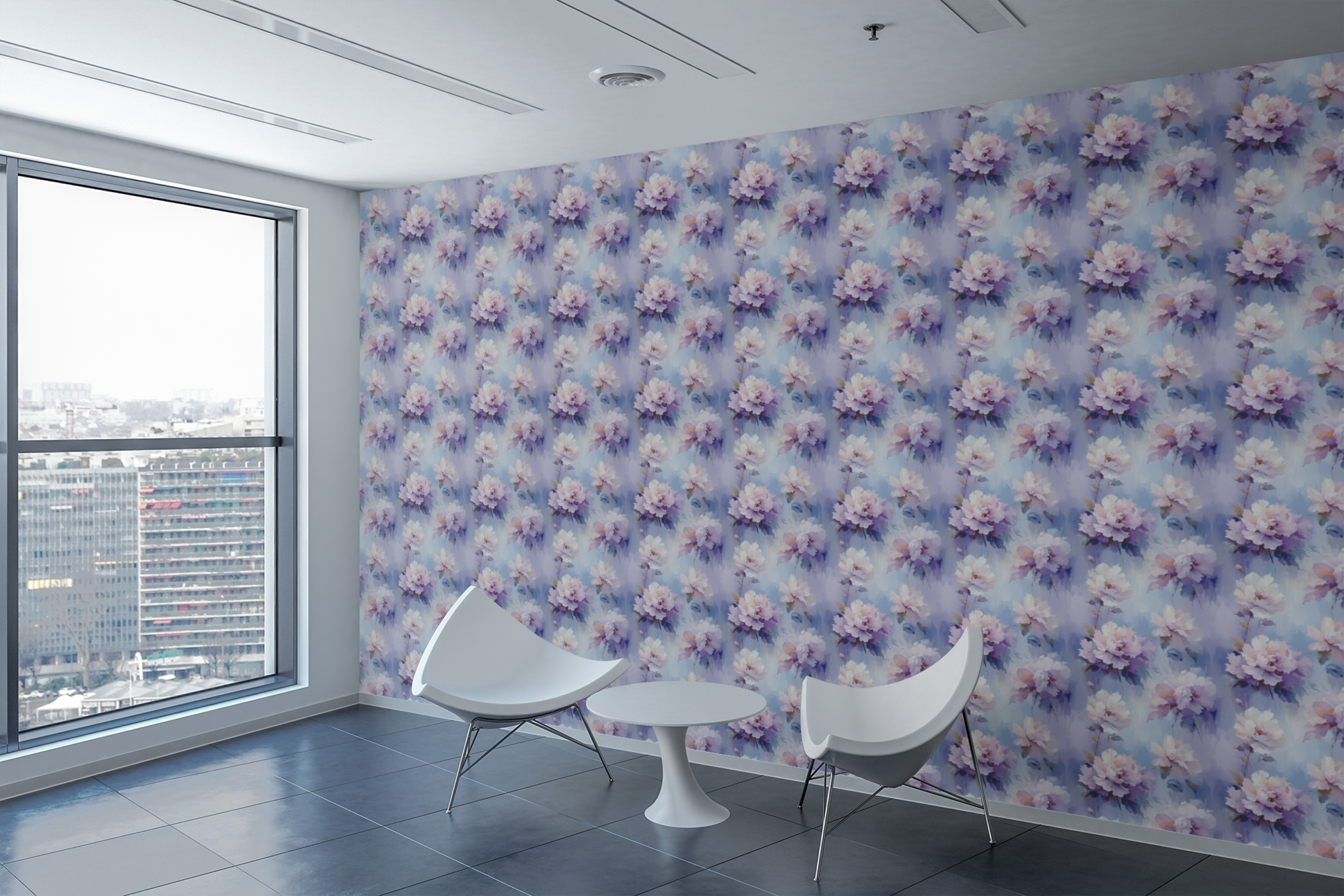 Floral Mist Landscape Wallpaper