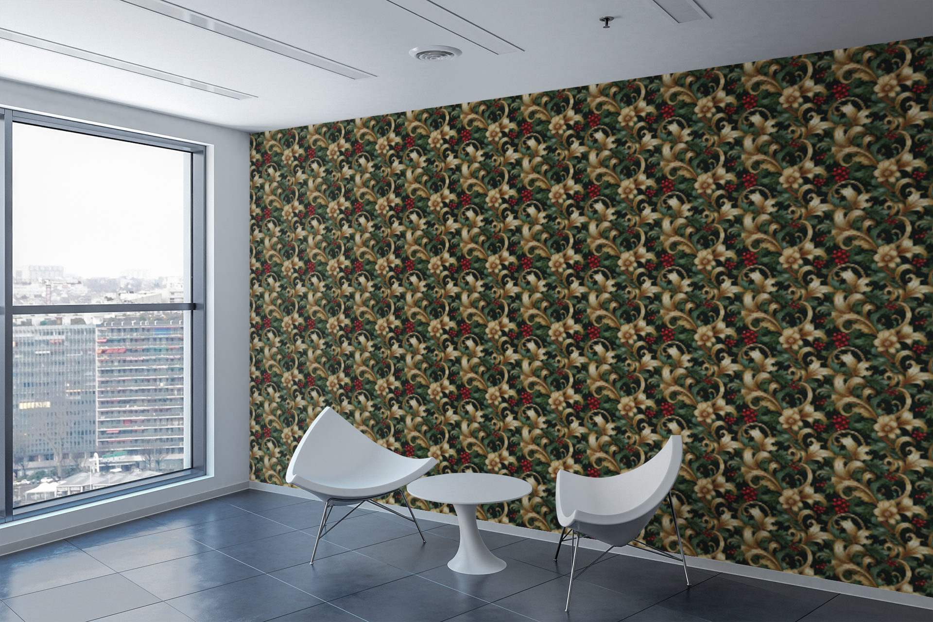 Baroque Evergreen Wallpaper