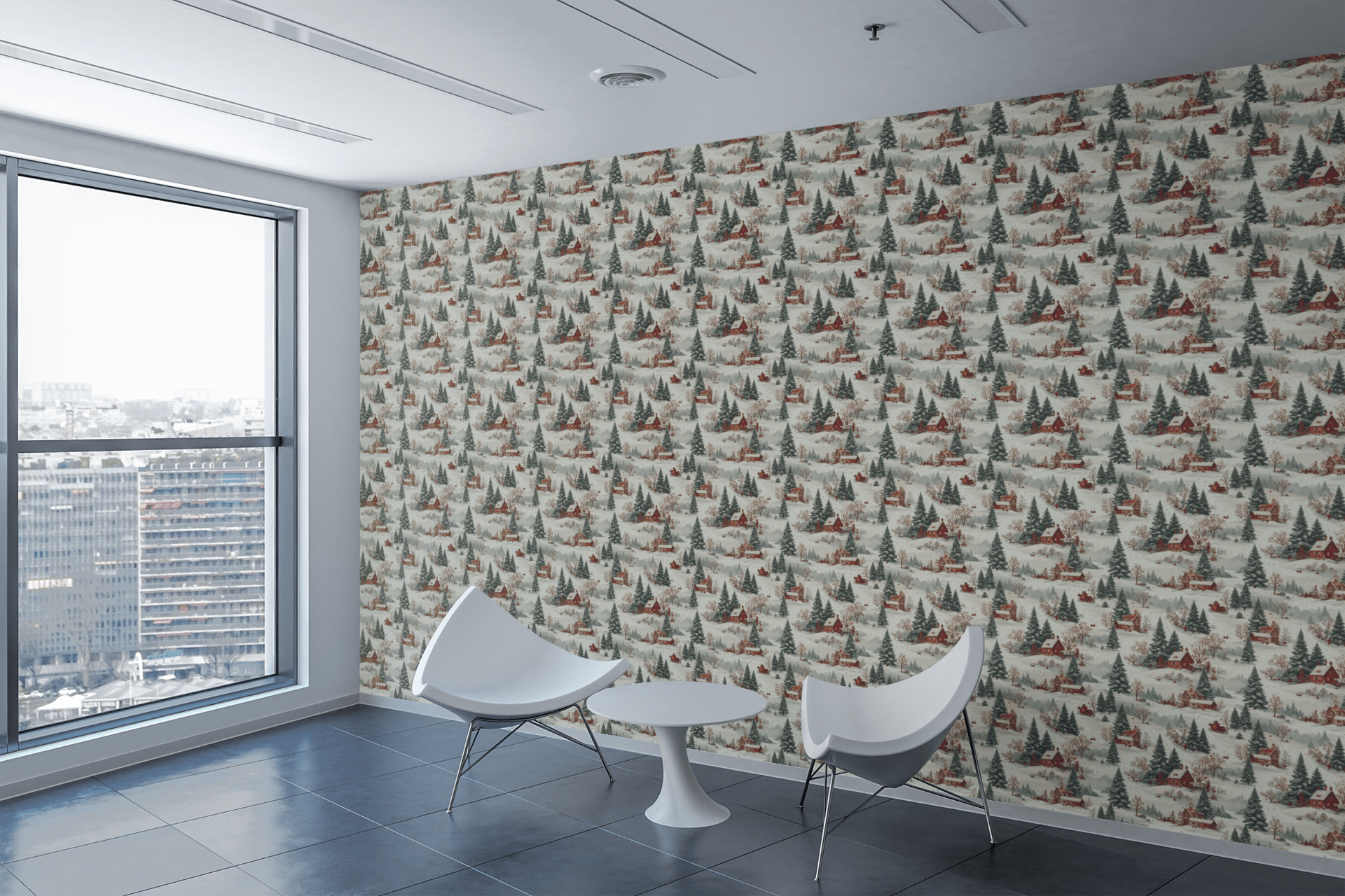 Holiday Village Toile Wallpaper Peel and Stick Wallpaper | Accent Haus