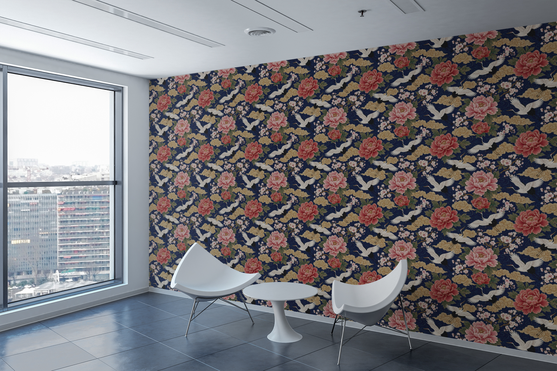 Chinoiserie Garden Scene Wallpaper