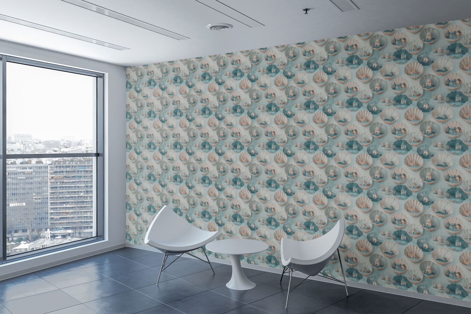 Shell Pocket Villages Wallpaper Peel and Stick Wallpaper | Accent Haus