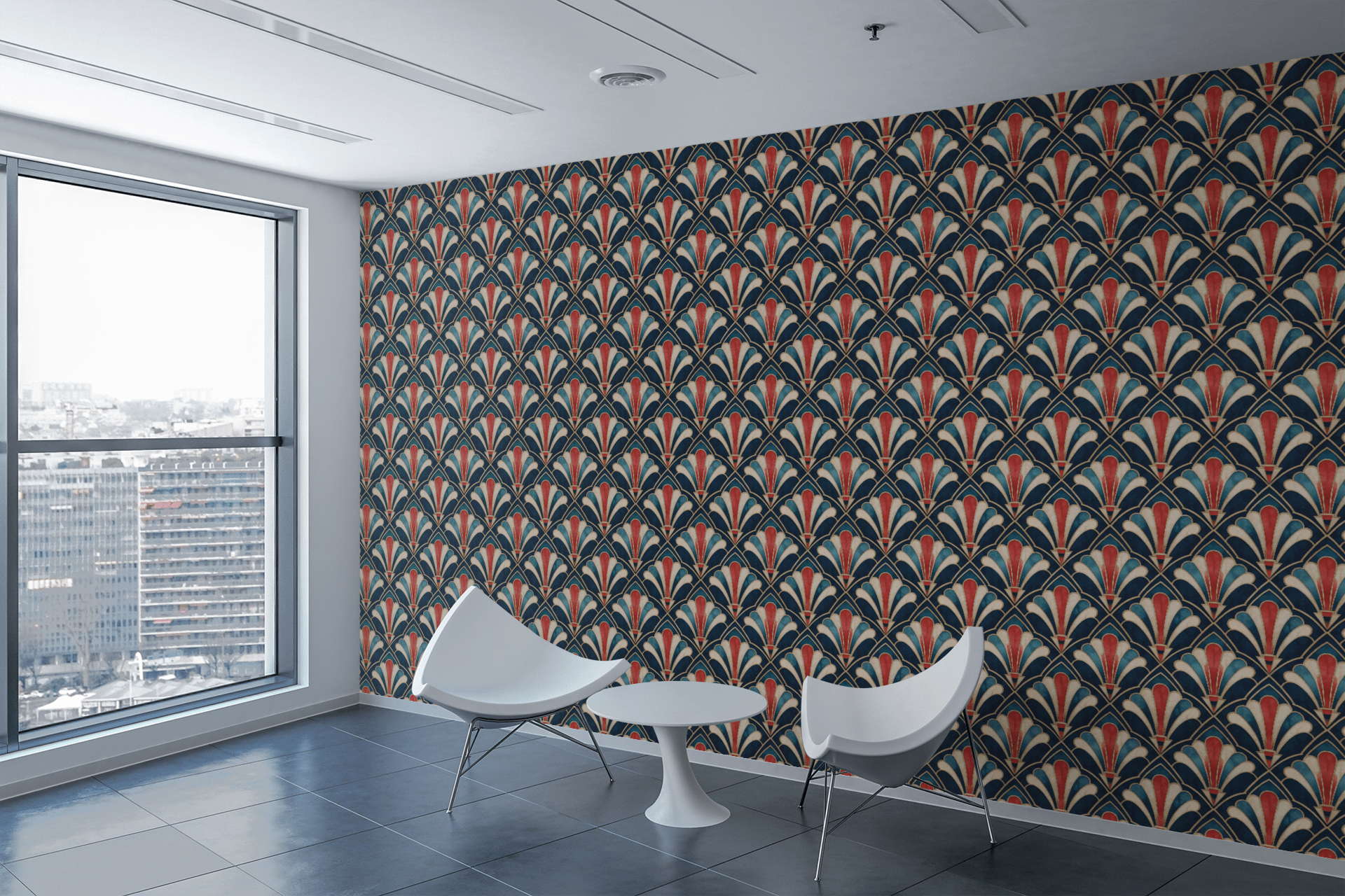 Art Deco Fan Pattern Wallpaper Peel and Stick Wallpaper | Accent Haus