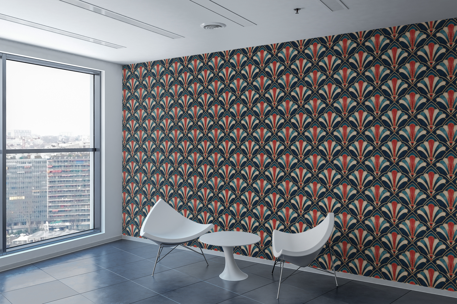 Art Deco Fan Pattern Wallpaper