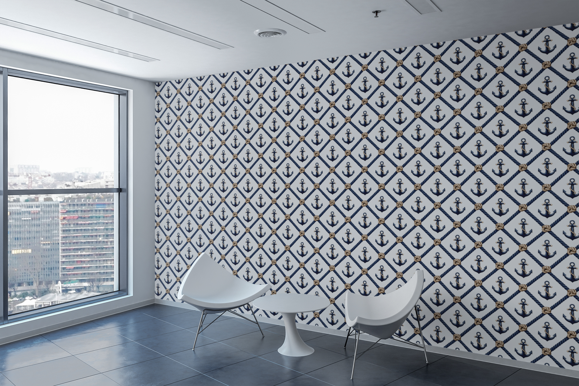 Nantucket Rope Lattice Wallpaper