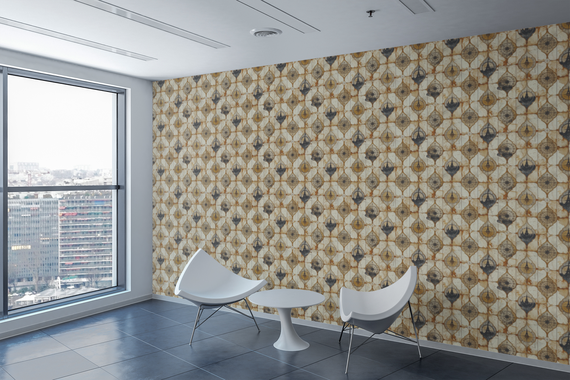 Heritage Keyway Columns Wallpaper