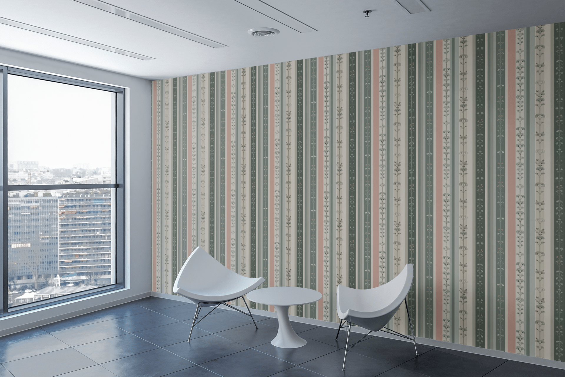 Minimalist Botanical Stripes Wallpaper Peel and Stick Wallpaper | Accent Haus
