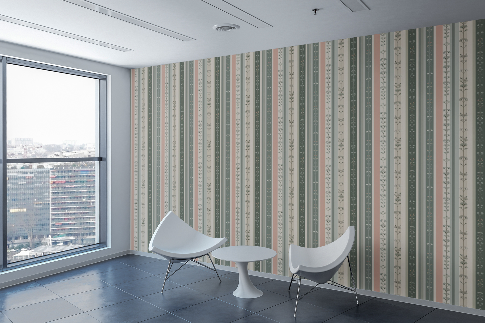 Minimalist Botanical Stripes Wallpaper