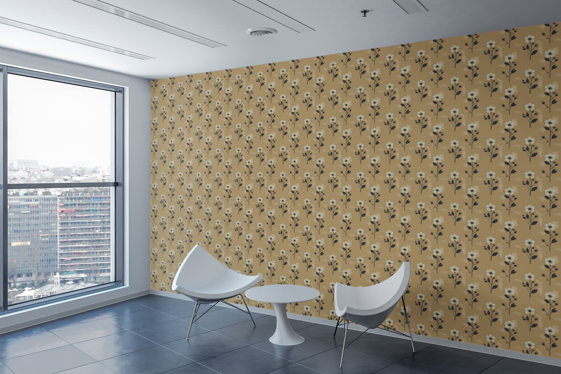 Gilded Meadow Sketch Wallpaper