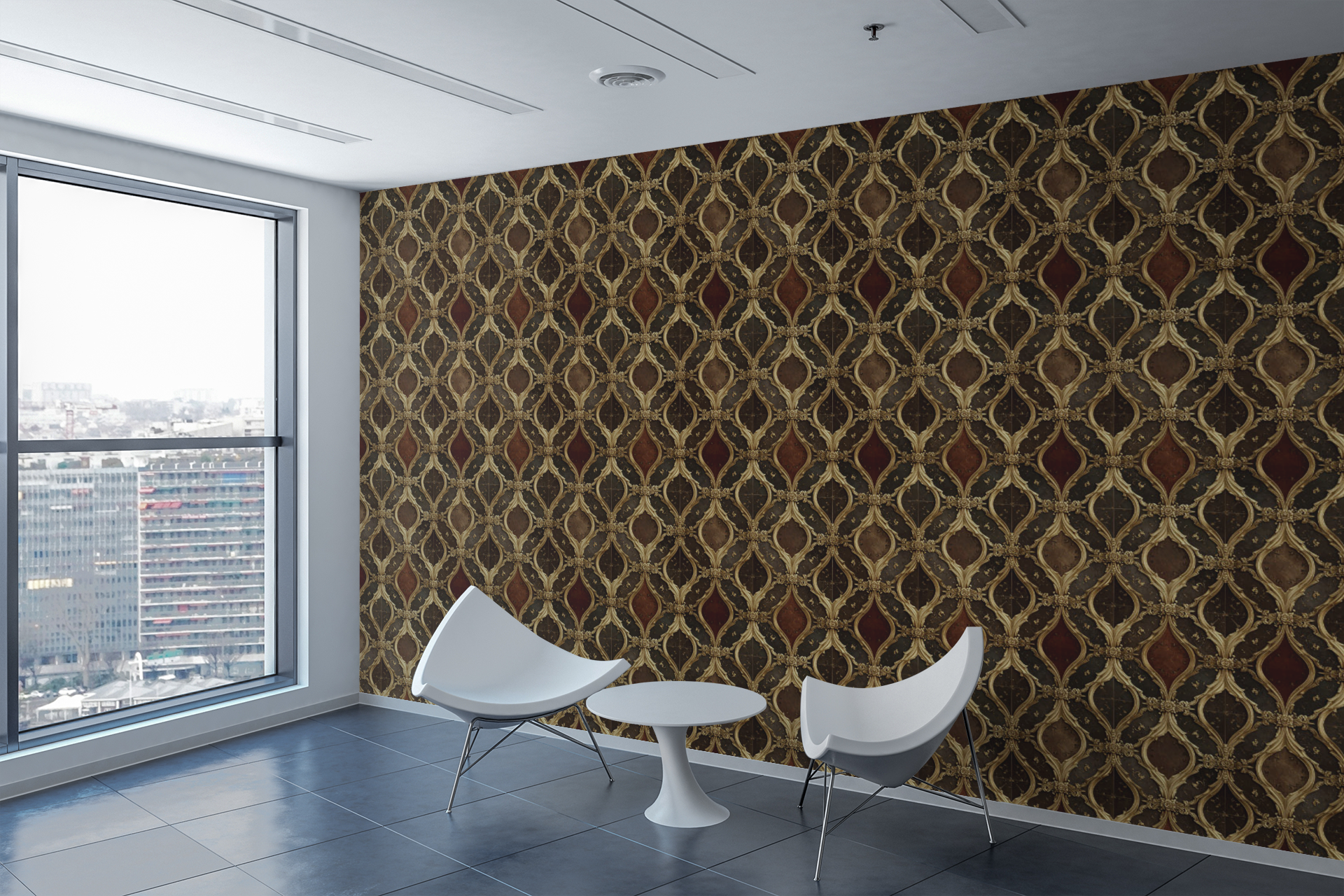 Versailles Ribbon Lattice Wallpaper