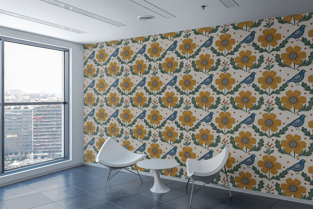 Scandinavian Folk Pattern Wallpaper