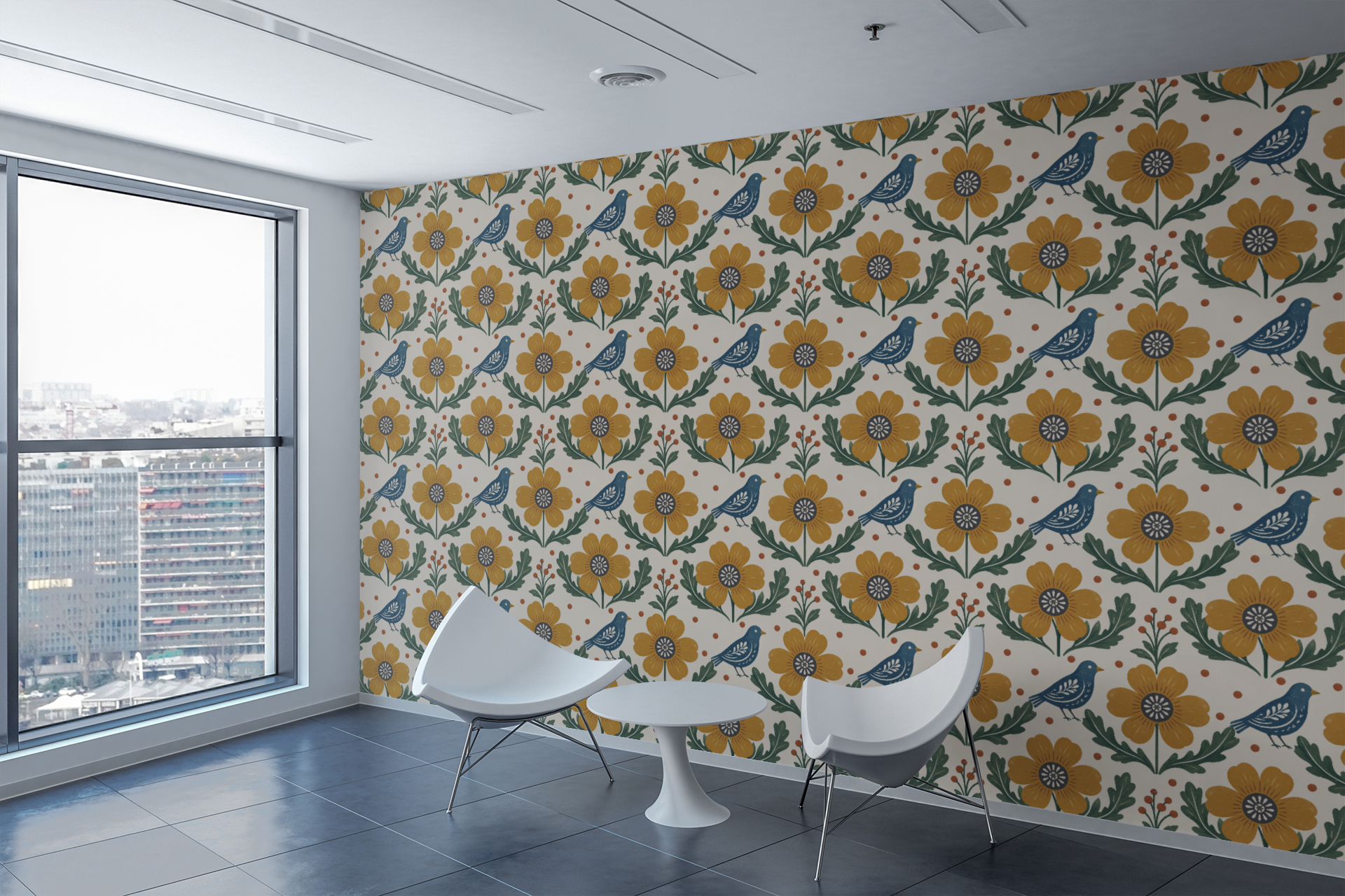 Scandinavian Folk Pattern Wallpaper