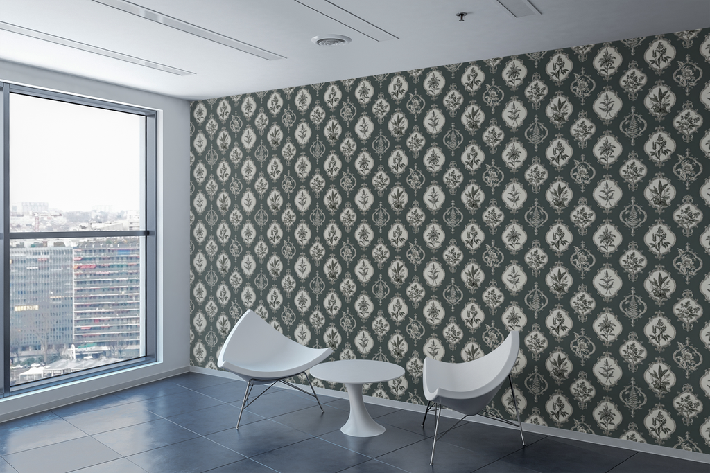 Vintage Botanical Medallion Wallpaper